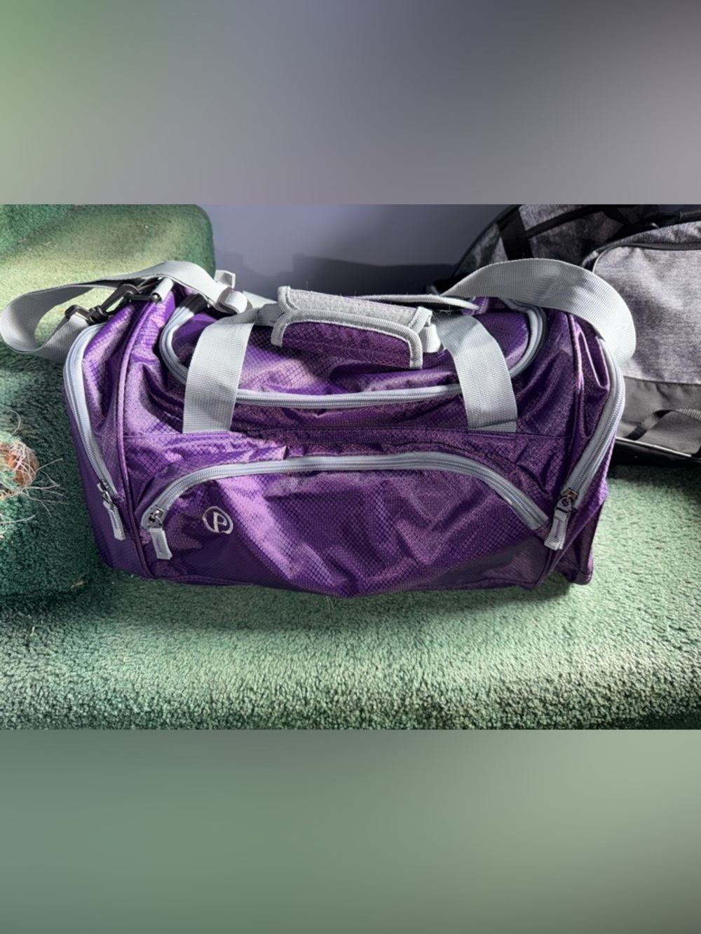 Prestige Purple Travel Duffel Bag with Gray Straps medium